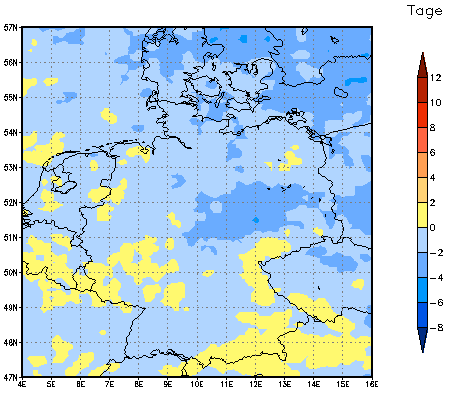 Gebietsmittel dieses Klimalaufs: -1 Tage