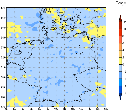 Gebietsmittel dieses Klimalaufs: -1 Tage