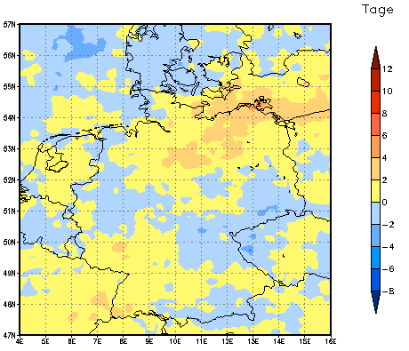 Gebietsmittel dieses Klimalaufs: +2 Tage