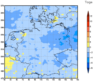 Gebietsmittel dieses Klimalaufs: -2 Tage