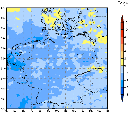 Gebietsmittel dieses Klimalaufs: -1 Tage