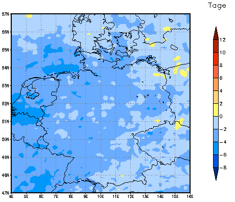 Gebietsmittel dieses Klimalaufs: -2 Tage