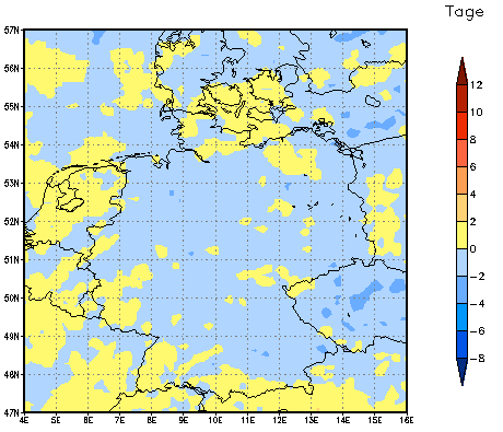 Gebietsmittel dieses Klimalaufs: 0 Tage