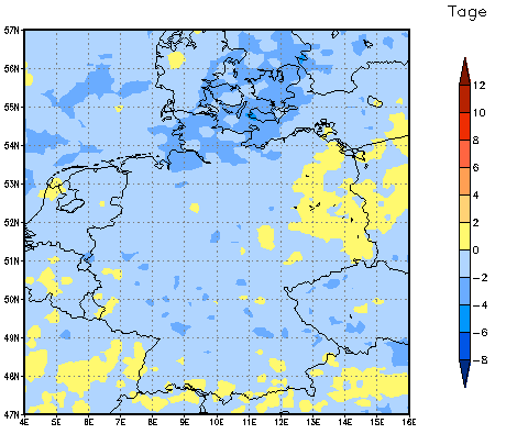 Gebietsmittel dieses Klimalaufs: -1 Tage