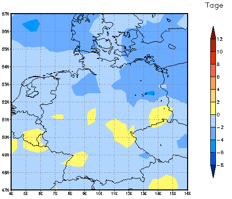 Gebietsmittel dieses Klimalaufs: -3 Tage