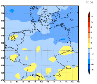 Gebietsmittel dieses Klimalaufs: -3 Tage