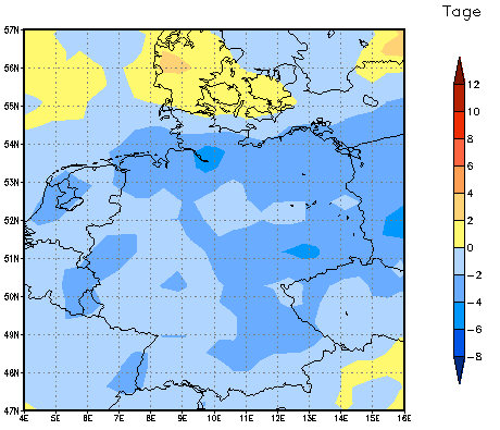 Gebietsmittel dieses Klimalaufs: -3 Tage