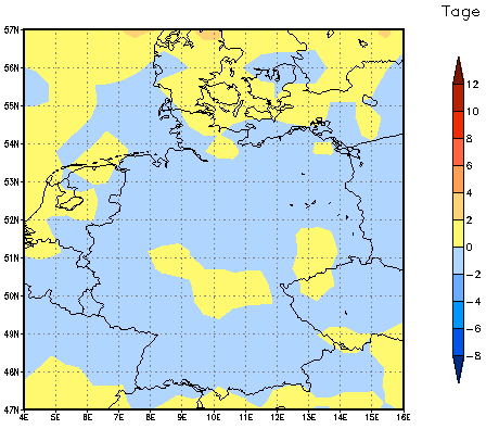 Gebietsmittel dieses Klimalaufs: -1 Tage