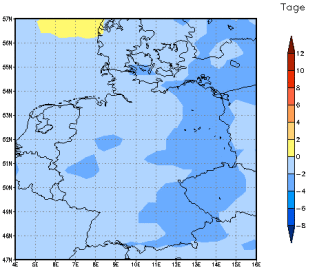 Gebietsmittel dieses Klimalaufs: -2 Tage