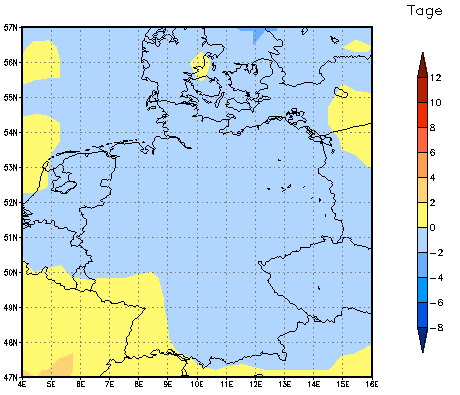 Gebietsmittel dieses Klimalaufs: -1 Tage
