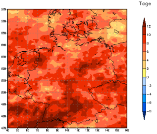 Gebietsmittel dieses Klimalaufs: +8 Tage