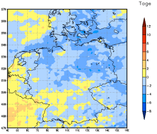 Gebietsmittel dieses Klimalaufs: -2 Tage