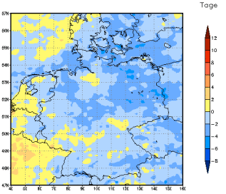 Gebietsmittel dieses Klimalaufs: -2 Tage