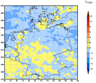 Gebietsmittel dieses Klimalaufs: -1 Tage