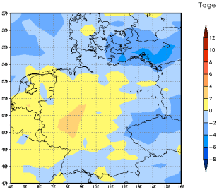 Gebietsmittel dieses Klimalaufs: -1 Tage