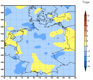 Gebietsmittel dieses Klimalaufs: -1 Tage