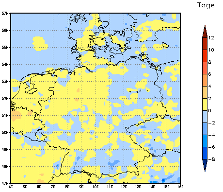 Gebietsmittel dieses Klimalaufs: 0 Tage