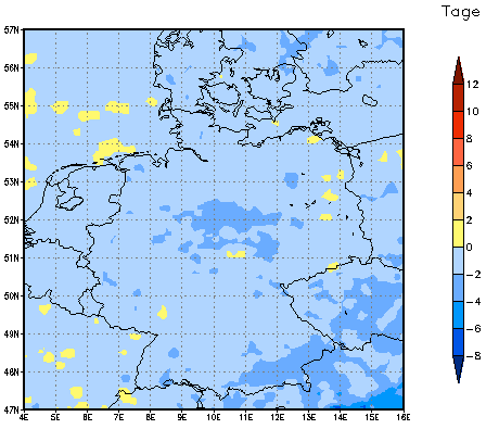 Gebietsmittel dieses Klimalaufs: -1 Tage