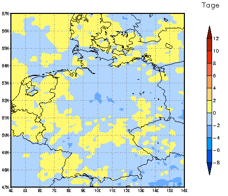 Gebietsmittel dieses Klimalaufs: 0 Tage