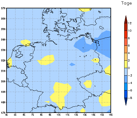 Gebietsmittel dieses Klimalaufs: -1 Tage