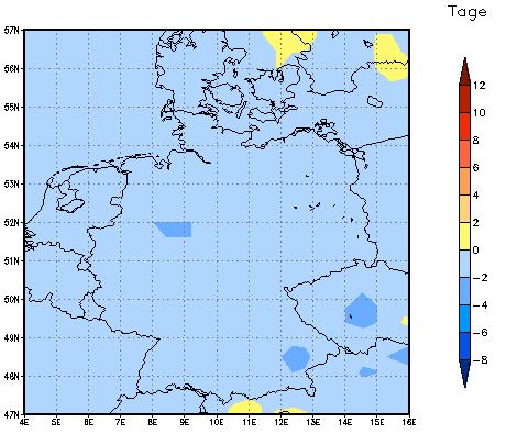 Gebietsmittel dieses Klimalaufs: -1 Tage