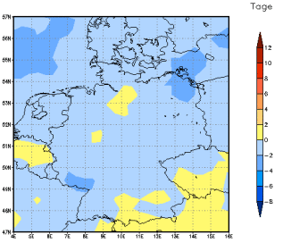 Gebietsmittel dieses Klimalaufs: -1 Tage