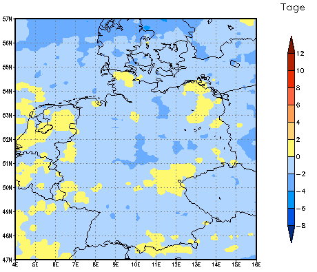 Gebietsmittel dieses Klimalaufs: -1 Tage