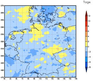 Gebietsmittel dieses Klimalaufs: -1 Tage