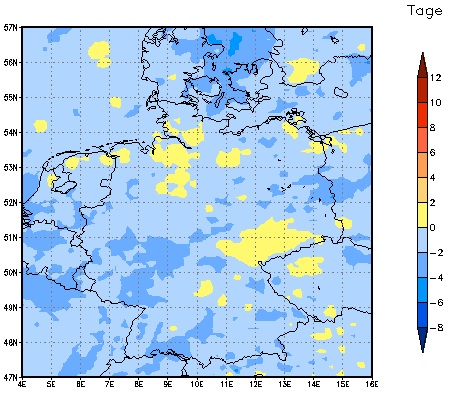 Gebietsmittel dieses Klimalaufs: -1 Tage