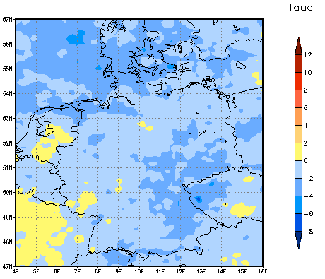 Gebietsmittel dieses Klimalaufs: -1 Tage