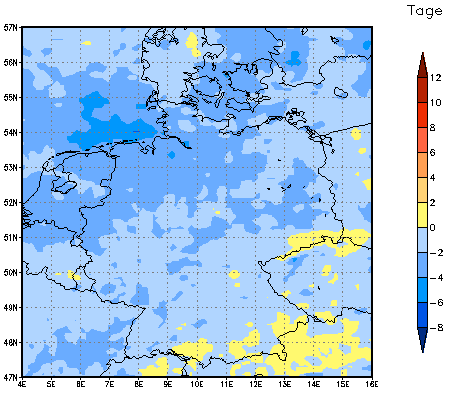 Gebietsmittel dieses Klimalaufs: -2 Tage