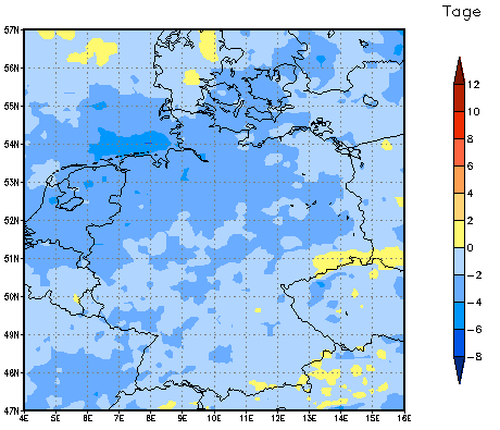 Gebietsmittel dieses Klimalaufs: -2 Tage