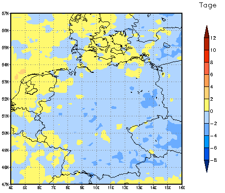 Gebietsmittel dieses Klimalaufs: 0 Tage