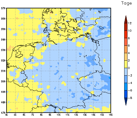 Gebietsmittel dieses Klimalaufs: -1 Tage