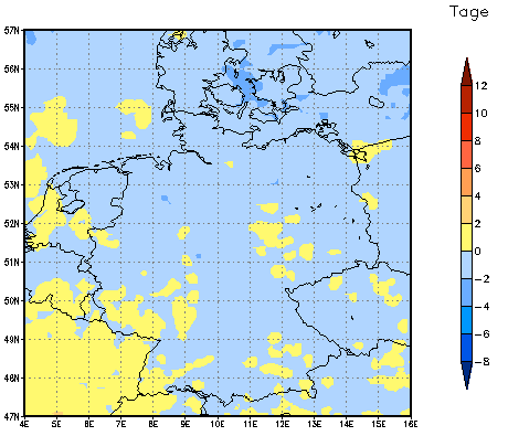 Gebietsmittel dieses Klimalaufs: -1 Tage