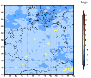 Gebietsmittel dieses Klimalaufs: -1 Tage
