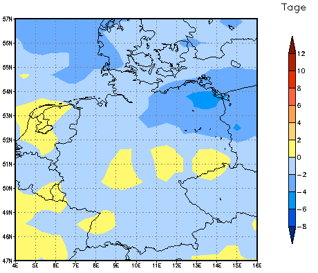 Gebietsmittel dieses Klimalaufs: -4 Tage