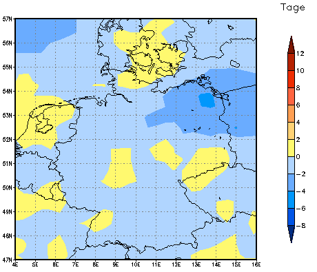 Gebietsmittel dieses Klimalaufs: -3 Tage