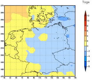 Gebietsmittel dieses Klimalaufs: -2 Tage