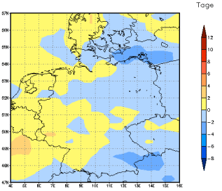 Gebietsmittel dieses Klimalaufs: -1 Tage