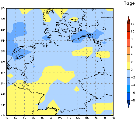 Gebietsmittel dieses Klimalaufs: -1 Tage