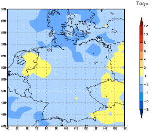 Gebietsmittel dieses Klimalaufs: -2 Tage