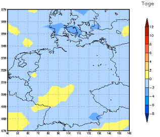Gebietsmittel dieses Klimalaufs: -1 Tage