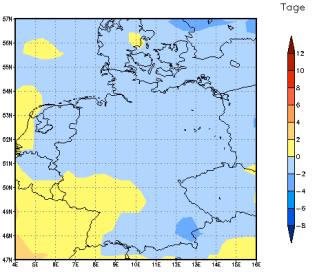 Gebietsmittel dieses Klimalaufs: -1 Tage