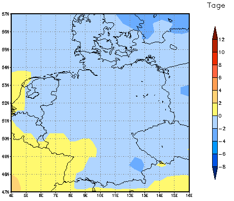 Gebietsmittel dieses Klimalaufs: -1 Tage