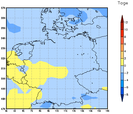 Gebietsmittel dieses Klimalaufs: -1 Tage