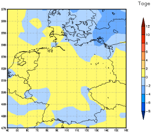 Gebietsmittel dieses Klimalaufs: -1 Tage