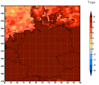 Gebietsmittel dieses Klimalaufs: +21 Tage