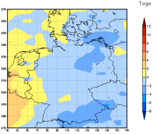 Gebietsmittel dieses Klimalaufs: -1 Tage