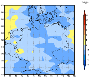 Gebietsmittel dieses Klimalaufs: -2 Tage